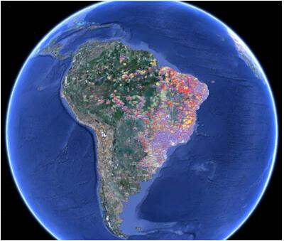 Mapa das Operadoras de Telefonia Móvel do Brasil no Google Earth